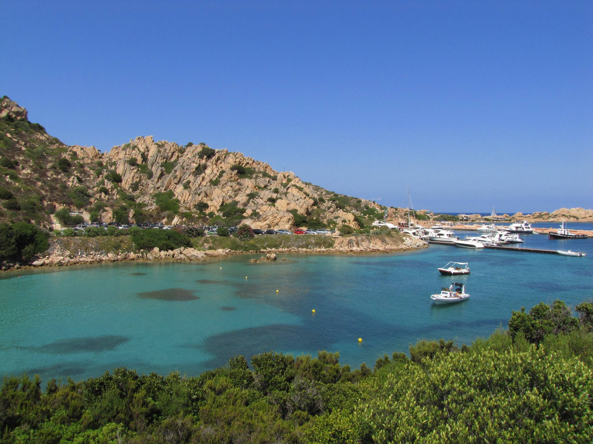 A bay on La Maddalena: coastal scenery is distinct from the town boarding point.